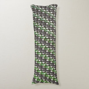Cojín Piezas rectangulares talladas y teñidas, verde gri