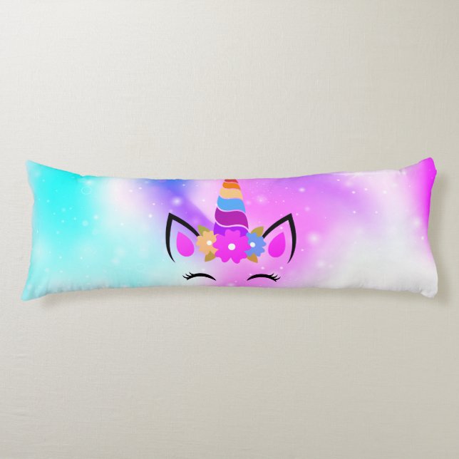 Cojín Pilar corporal de Fuchsia Unicorn (Anverso)