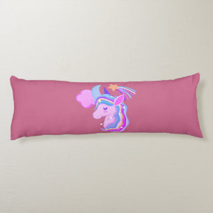 Cojín Pilar de cuerpo de arcoiris rosa y azul de unicorn
