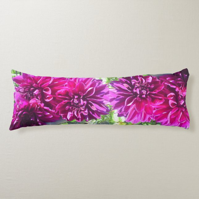 Cojín Pilar de flores moradas de Dahlia (Anverso)