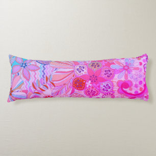 Cojín Pilar del cuerpo de impresión floral rosa multicol