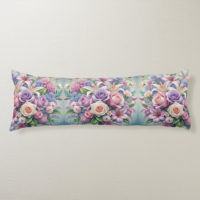 Cojín Pilar del cuerpo de la elegancia floral pastel (Anverso)