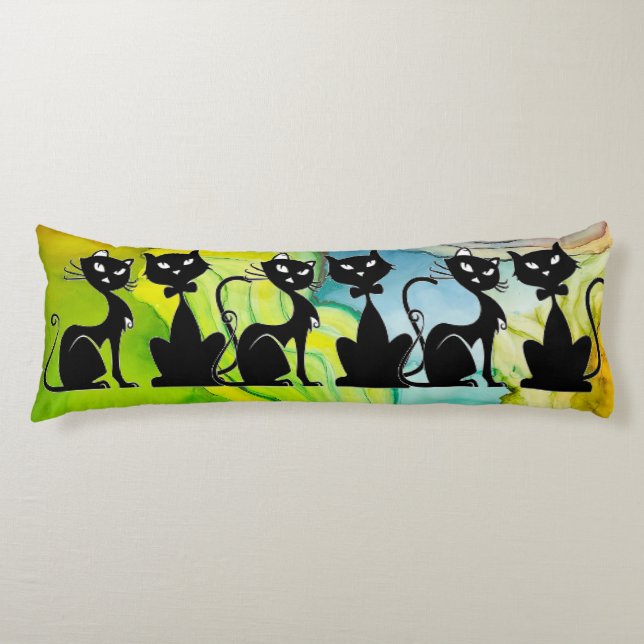 Cojín Pilar del cuerpo del gato Express negro (Anverso)