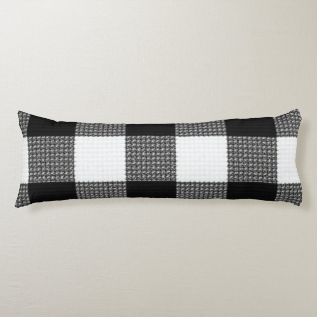 Cojín Pilar del cuerpo del patrón negro y blanco (Anverso)