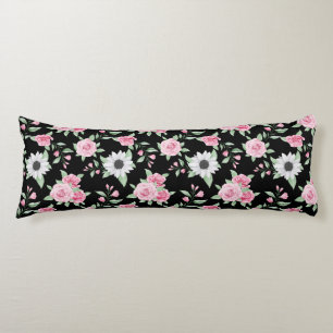Cojín Pilar del cuerpo floral blanco rosado de moda