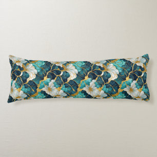 Cojín Pilar floral Verde azulado dorado japonés