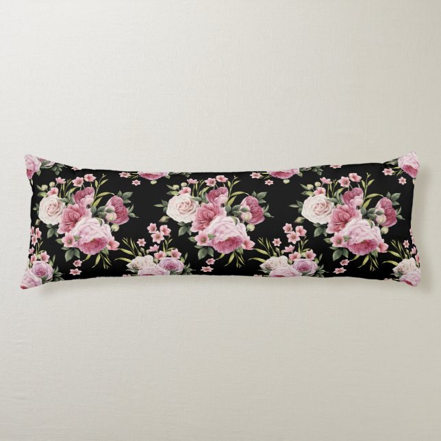 Cojín Pillow del cuerpo de las rosas rosadas (Anverso)