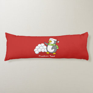 Cojín Pingüino navidad con bolas de nieve ondeando