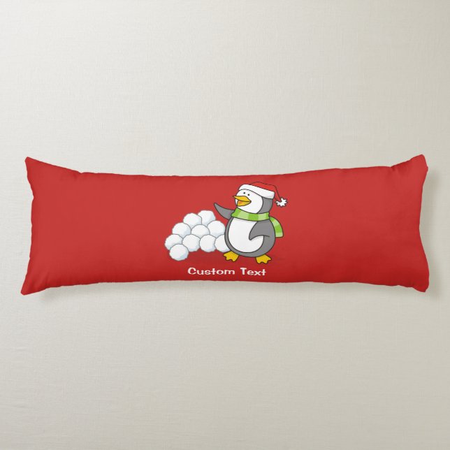 Cojín Pingüino navidad con bolas de nieve ondeando (Anverso)