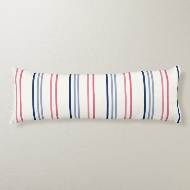 Cojín Pink blue and white stripes (Anverso)