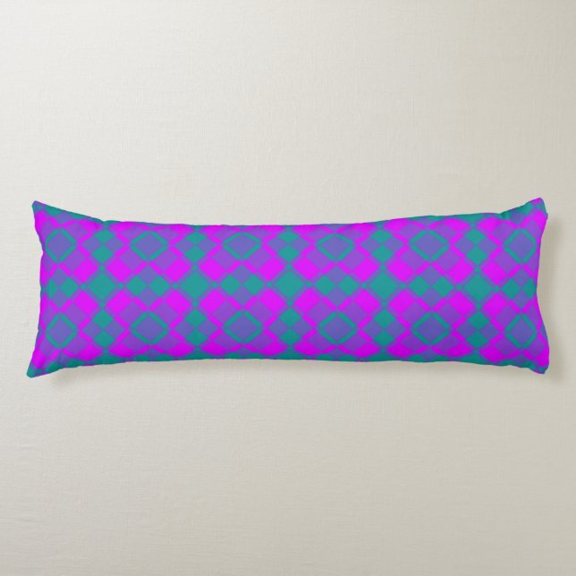 Cojín Pink Teal Purple Checker Argyle Pattern (Anverso)