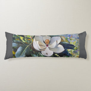 Cojín Pintura al óleo de flor de magnolia en armonía con
