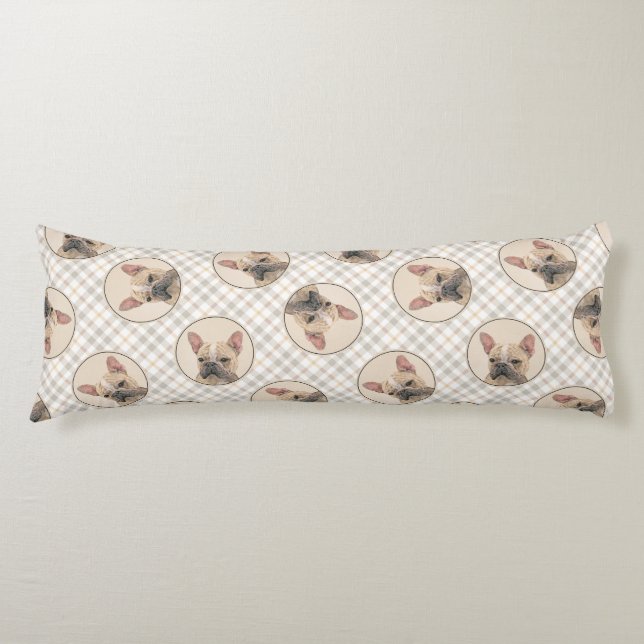 Cojín Pintura de Bulldog francés arte original del perro (Anverso)