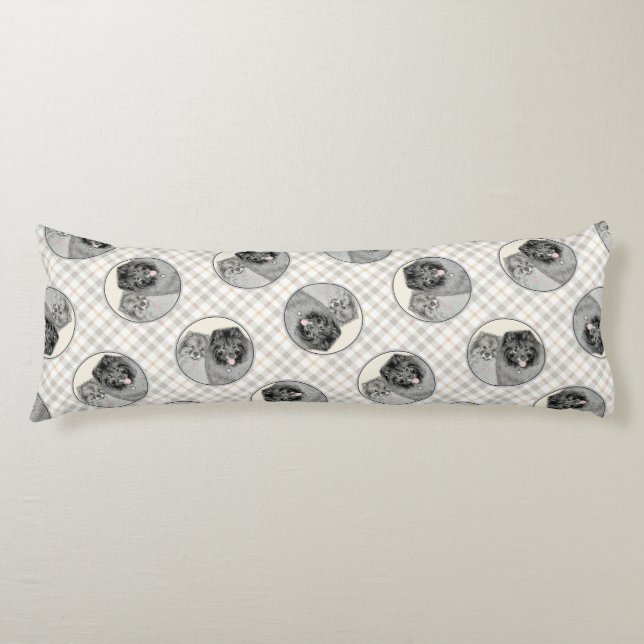 Cojín Pintura de Keeshond 2 Keeshonden Original Dog Art (Anverso)