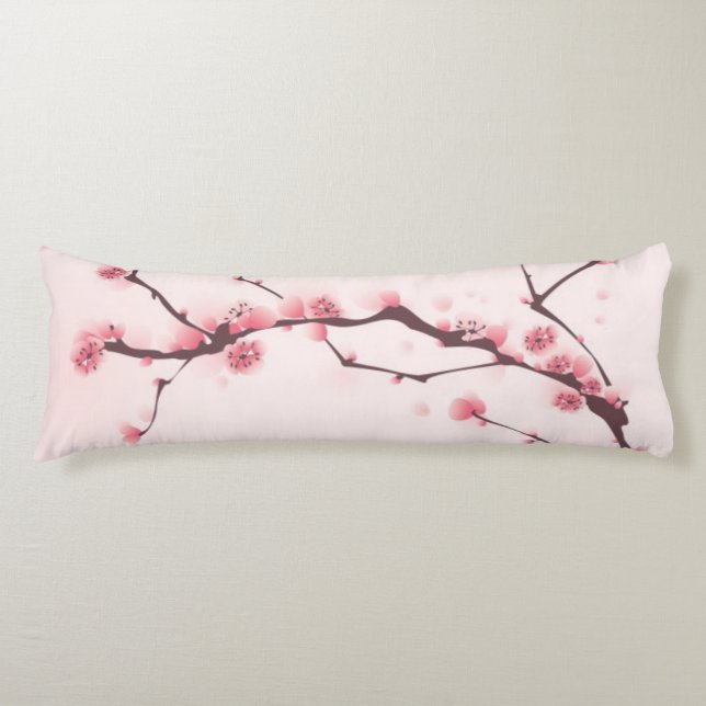 Cojín Pintura oriental del estilo, flor de cerezo (Anverso)