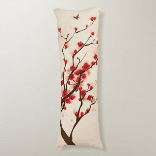 Cojín Pintura oriental del estilo, flor del ciruelo en