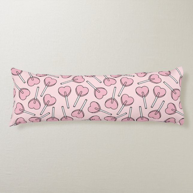 Cojín Pirulís rosas, pirulís con forma de corazón, patró (Anverso)