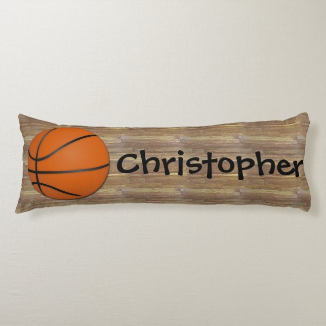 Cojín Piso de madera de baloncesto personalizado (Anverso)