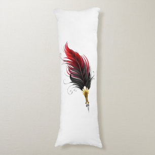 Cojín Pluma de plumas rojas con nido de oro