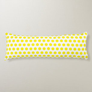 Cojín Polka amarillo grande puntos Personalizado blanco 