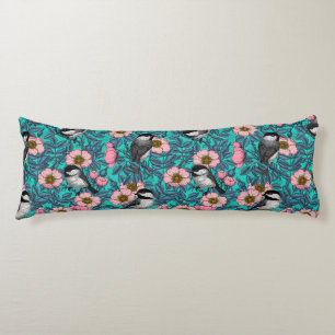 Cojín Pollos en rosa silvestre, rosa y azul