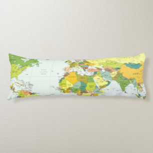 Cojín Póster de Atlas Mapa Mundial Político: Decoración 