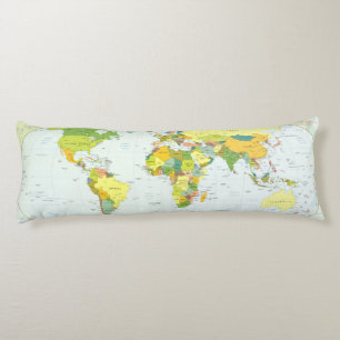 Cojín Póster de Atlas Mapa Mundial Político: Decoración 