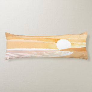 Cojín Puesta de sol en la playa acuarela Hermoso Amari