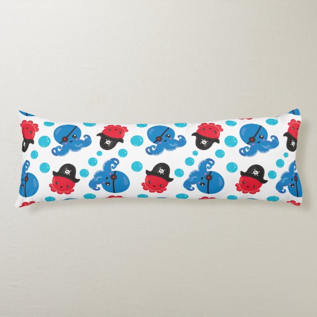 Cojín Pulpo pirata, patrón de pulpo, animales marinos (Anverso)