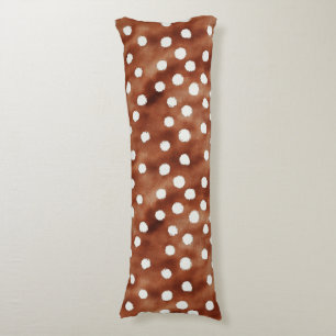 Cojín Punto de polka acuarela en café marrón y blanco