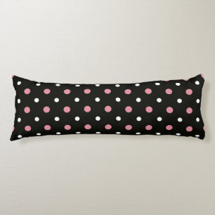 Cojín Punto de polka blanco y negro rosa