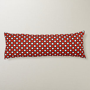 Cojín Puntos de círculo retro, rojo, negro y blanco