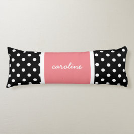 Cojín Puntos de Polka Cute, Negro/Blanco y Rosa, agrega 