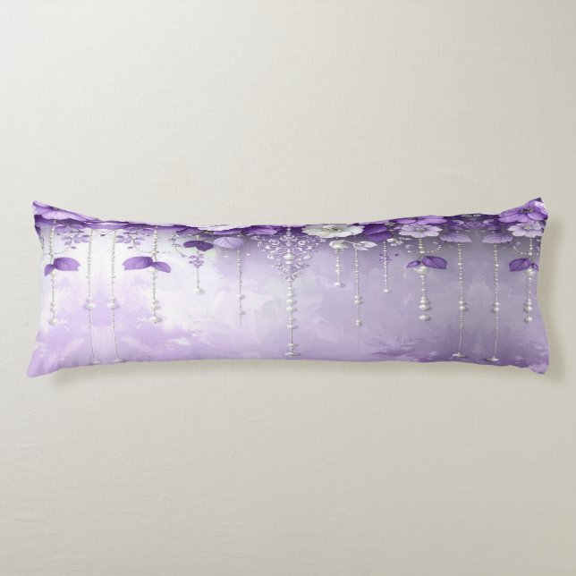 Cojín Purple Flowers with Dangling Pearls Body Pillow (Anverso)