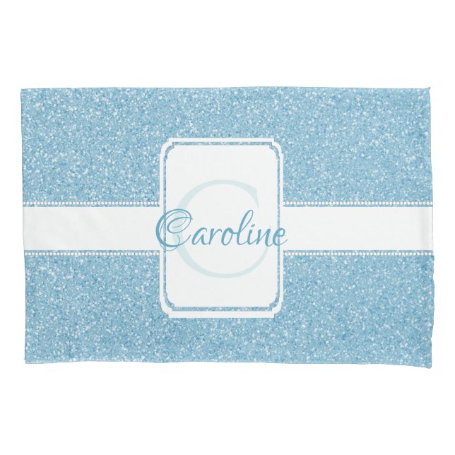 Cojín Purpurina azul Funda de almohada personalizada (Anverso)