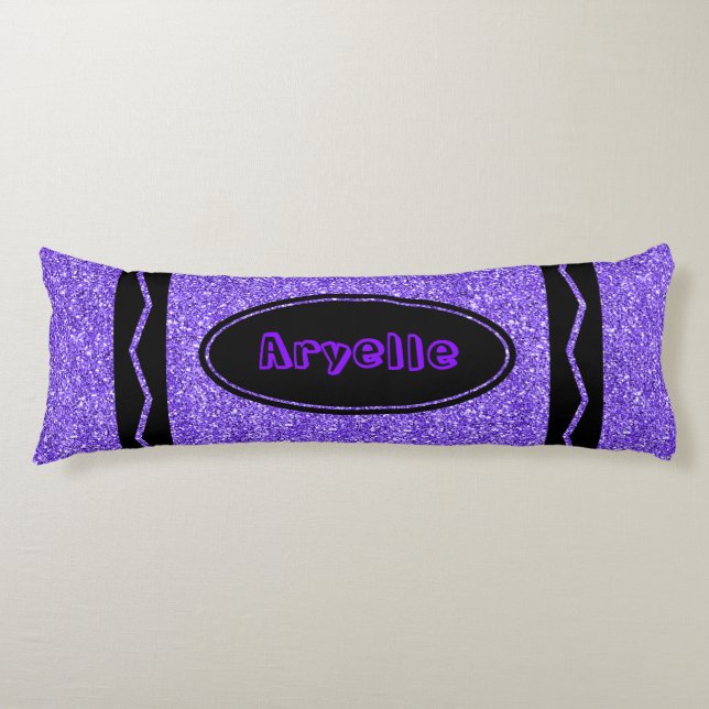 Cojín Purpurina de uva Crayon Nombre personalizado Pillo (Anverso)