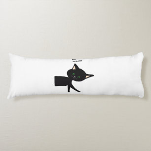 Cojín ¡Qué Muñecas! Gracioso gato negro con ojos verdes