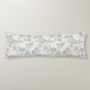 Cojín Ramas de flor de cerezo en azul y blanco apagado
