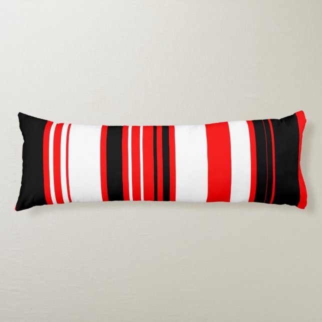 Cojín Rayas blancas rojas y negras (Anverso)