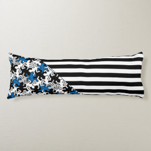 Cojín Rayas de BG Patrón negro de escritura + mosaico de