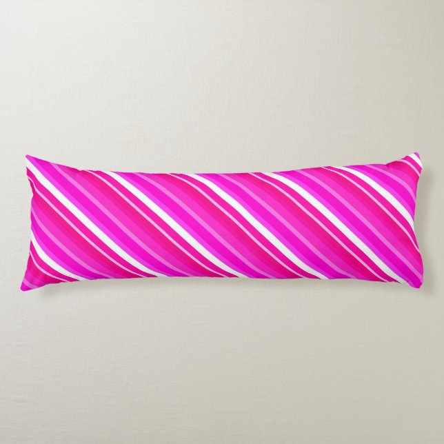 Cojín Rayas de caramelo en capas - rosa y fucsia (Anverso)