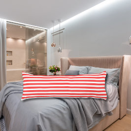 Cojín Rayas horizontales sencillas de rojo rosado y blan