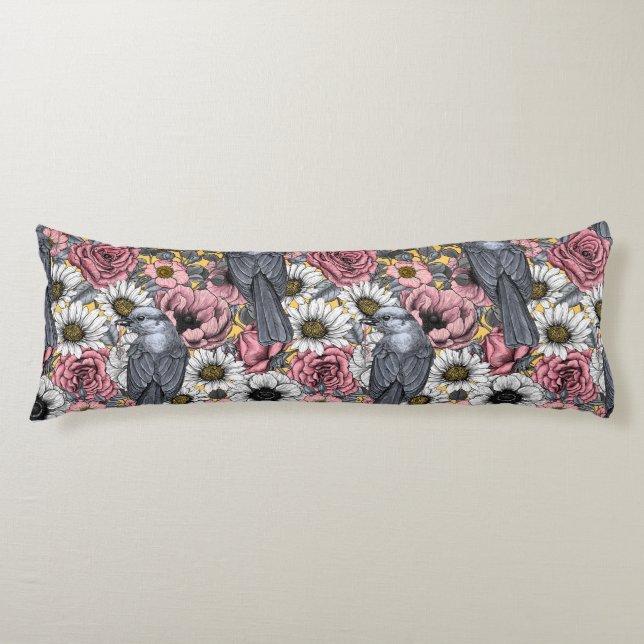 Cojín Rayos grises y flores (Anverso)