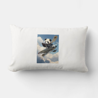 cojin rectangular con oso panda en avioneta