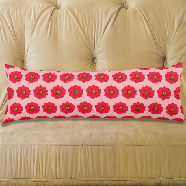 Cojín Red Flower Seamless Pattern Body Pillow (Body pillow with seamless pattern of a red flower)