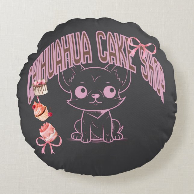 COJÍN REDONDO チワワのケーキ屋さん、子犬、犬好き、スイーツ、ケーキが好きな人の (Anverso)