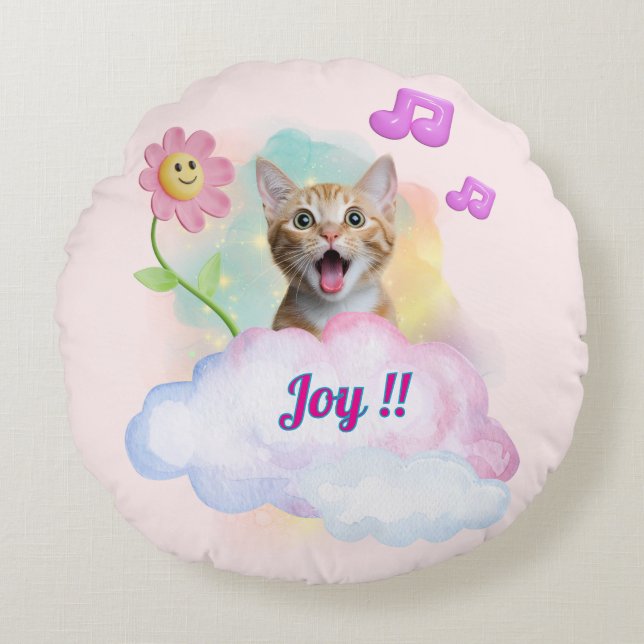 Cojín Redondo 可愛い『Joy!!』おしゃべりねこ♡ (Anverso)