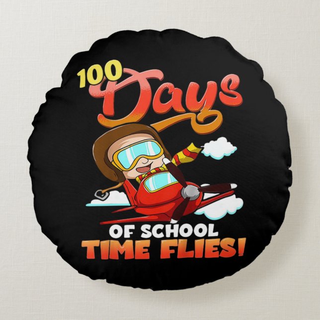 Cojín Redondo 100 Days Of School Neck Deep.Png (Anverso)