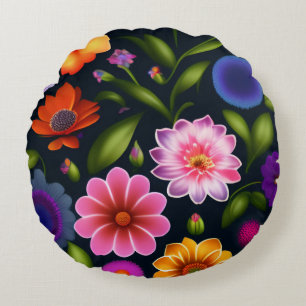 Cojín Redondo 100 mini flores exóticas en pleno florecimiento en