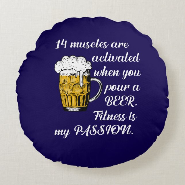 Cojín Redondo 14 Músculos activados cuando vierte una cerveza. (Anverso)